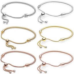 Bracelet original en or rose et argent fermoir coulissant Moments bracelet sœur ajustement