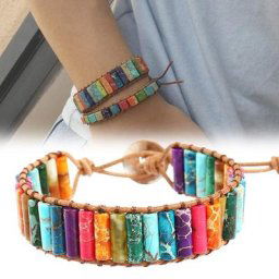 7 Bracelets Chakra pour femmes Boho fait à la main pierre de jaspe naturel perle d'énergie de