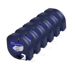 LetraTag-Imprimante d'étiquettes pour étiqueteuse Dymo 91331 6 pièces bandes adhésives blanches