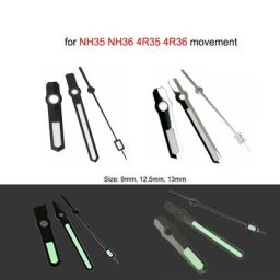 Aiguilles de Montre Vertes Shoous à 3 Broches Poquinze pour Mouvement NH35/NH36 Modifié pour