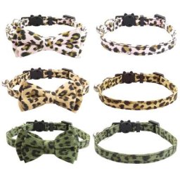 Collier à Nministériels d Papillon Imprimé Léopard pour Animaux de Compagnie Accessoire Réglable