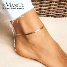 EManco – bracelet de cheville en forme de serpent pour femmes et filles chaîne de plage en acier