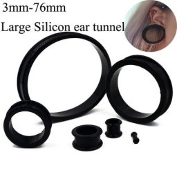 Dreamlee – Piercing en Silicone noir 2 pièces de grande taille Tunnel de chair bouchon creux