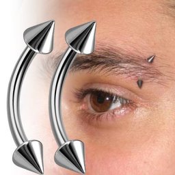 Haltère incurvée colorée en acier inoxydable 2 pièces Double pointe et extrémité de boule