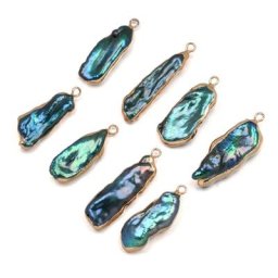 Pendentifs en perles d'eau douce naturelles 1 pièce en forme de Lute verte pour la fabrication de