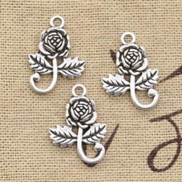 Breloques en Forme de Fleur Rose 21x15mm 15 Pièces Bijoux Tibétains Faits à la Main Antique