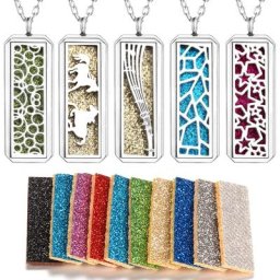 Pendentif magnétique rectangle en acier inoxydable diffuseur d'huiles essentielles d'aromathérapie