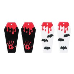 Breloques en forme de cercueil et de chauve-souris pour Halloween 10 pièces bijoux en acrylique