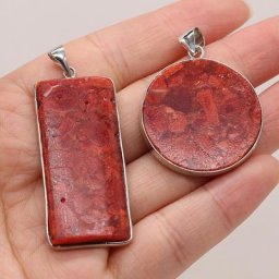 Pendentif en pierres naturelles corail rouge rond Rectangle pour la fabrication de bijoux