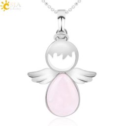 CSJA-collier avec ailes d'ange pierre naturelle Quartz cristal pendentif en forme d'anges