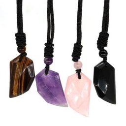 Collier Ailes d'Ange en Pierre Naturelle Quartz Rose Œil de Tigre Clip de Guérison Bijoux Gemme