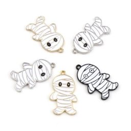 Pendentif en alliage de Zinc 10 pièces 20mm x 18mm en émail blanc Zombie pour la fabrication de