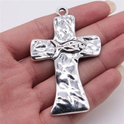 WYSIWYG – breloques antiques en forme de croix de poisson 43x69mm couleur argent pour la