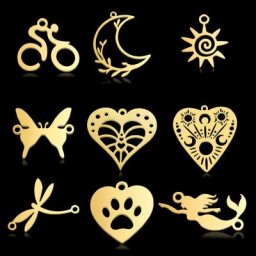 Breloques géométriques en acier inoxydable 5 pièces/lot connecteur bijoux pendentif libellule
