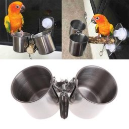 Mangeoire à eau en acier inoxydable pour oiseaux bol pour Cage tasses à Clip perchoirs