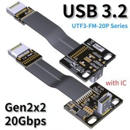 Câble plat 20P USB 3.2 Gen 2 mâle/femelle 20G avec circuit intégré intégré pour carte mère