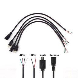 Câble d'extension micro USB 2.0 connecteur jack femelle 4 broches 2 broches fil de charge