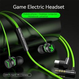 Casque de jeu à commande filaire écouteurs intra-auriculaires à canal droit type C prise coudée
