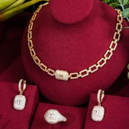 GODpastel-Ensemble de Boucles d'Oreilles et Bracelet pour Femme Design Célèbre Luxe Cubique