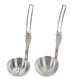 Louche à soupe en acier inoxydable passoire de camping en plein air cuillère pliable