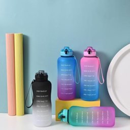 Bouteille d'Eau de dehors en Plein Air Portable Dégradé Givré Grande Capacité avec Paille pour