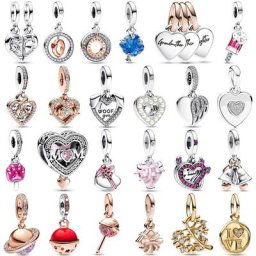 Pendentif à breloque en argent regardé 925 perle séparable convient au bracelet européen bijoux