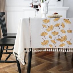 Nappe narrectangulaire en coton et lin tissu pour table basse
