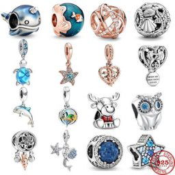 Bracelet en argent 925 Original pour femmes adapté aux breloques Pandora en forme de tortue