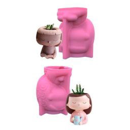 41QC – pot de fleurs pour visage moule en béton porte-brosse de maquillage tête de jardinière