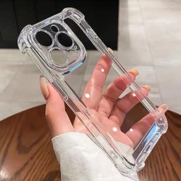 Coque de téléphone transparente antichoc de luxe coque arrière rigide transparente pare-chocs en