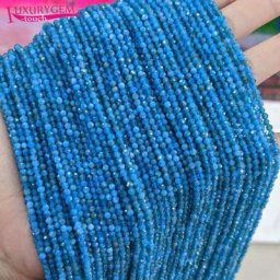 Pierre d'apatite naturelle bleue à facettes 2/3/4mm forme ronde grosses perles DIY accessoire