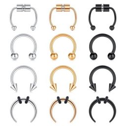 WKOUD-Piercing en Fer à Cheval en Acier Septum Anneaux Antarcans 16G Générateurs Bijoux Jules