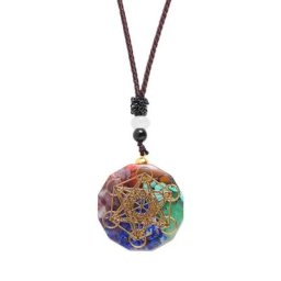 Collier en cristal naturel pendentif énergétique des 7 chakras absorbe l'énergie négative