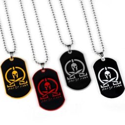 Collier de déclaration d'étiquette de chien militaire Sparte pour hommes Molon Labe pendentif à