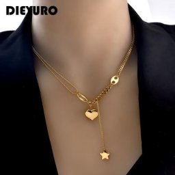 DIEYURO – colliers et pendentifs en acier inoxydable 316l en forme de cœur pour femmes et filles