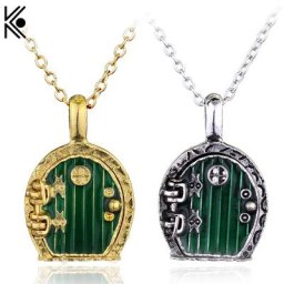Collier à breloques Vintage médaillon de porte vert pendentif pour hommes et femmes cadeau maxi