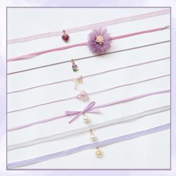 Collier ras du cou en tissu violet pour femme bijoux Pale CAN ac Coussins 29cm(11 3/8 "") de long
