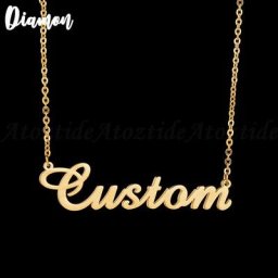 Diamon-Collier avec Nom Personnalisé en Acier Inoxydable Pendentif avec Lettre Cadeau Nouvelle