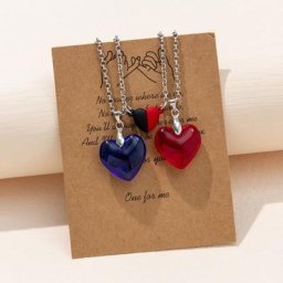 1 Set Natural Stone Magnetic Heart Couple Necklaces Fashion Gifts for Best Friend Lover Wedding