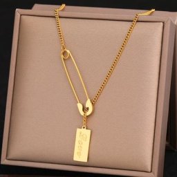 Colliers de la présidence en acier inoxydable pour femmes conception de trombone rectangle simple