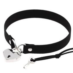 Collier Ras du Cou en Forme de Cœur avec Serrure en Métal pour Femme et Fille Noir Cosplay Cadeau