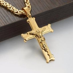 Collier avec pendentif en croix de jésus pour homme en acier inoxydable à maillons épais chaîne