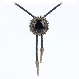 Collier tressé noir en cuir PU cravate Bolo occidentale collier fait à la main bijoux