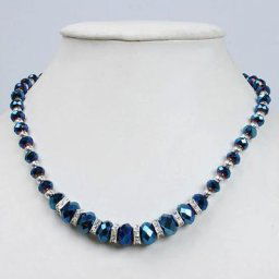 Collier à Facettes en Verre de Clip pour Femme Perles Mixtes Fermoir Corrigé 45cm Une Pièce 201