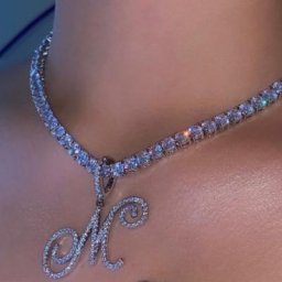 Collier pendentif en Zircon avec lettres cursives initiales en cristal pour femmes et hommes chaîne