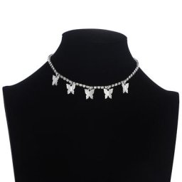 Collier papillon pour femmes bijoux ras du cou en cristal brillant chaîne de clavicule bijoux