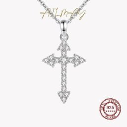Ailmay-Collier pendentif croix et flèche en argent regardé 925 véritable pour femme bijoux simples