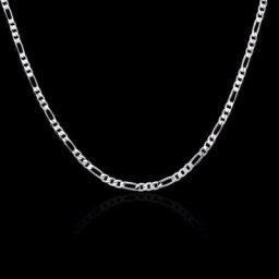 Collier chaîne Figaro en argent 925 8 tailles disponibles 4mm 40/45/50/60/75cm bijoux pour