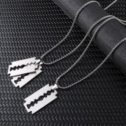 Collier pendentif lame de rasoir en acier inoxydable pour hommes colliers de présidence couteau