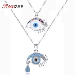 TONGZHE-Collier mauvais œil en argent regardé 925 pour femme bijoux fantaisie breloque turc